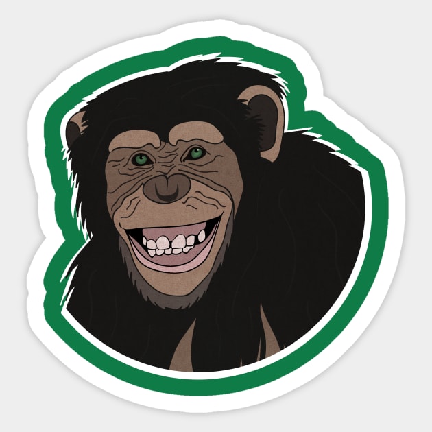 Funny Chimpanzee Smiling Jungle Sticker by logiamerch
